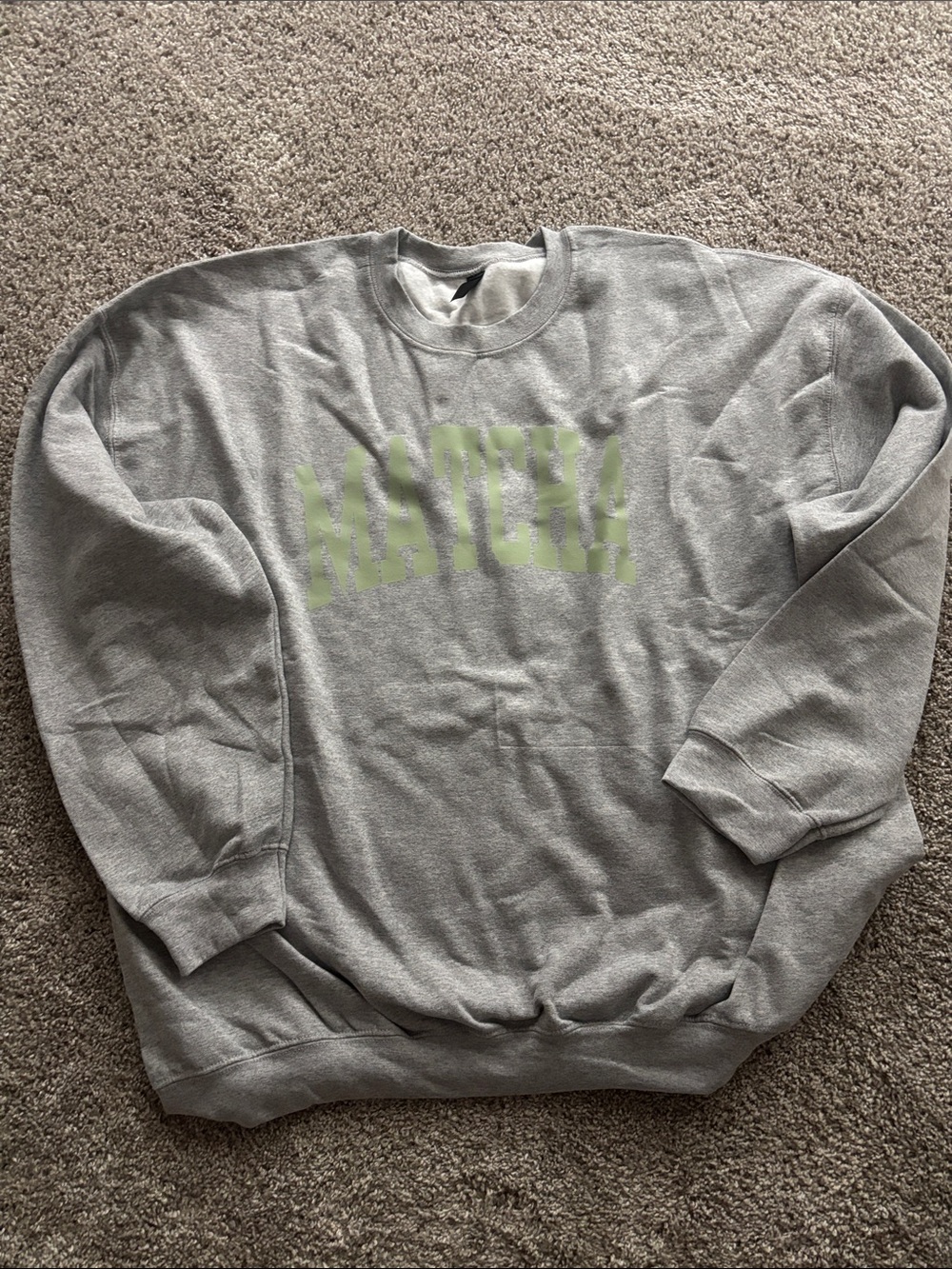 Matcha Gray Crewneck  with Lime Green Logo